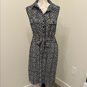 Valerie Bertinelli Black and White Patterned Midi Dress